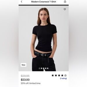 GAP Black Modern Crewneck T-Shirt